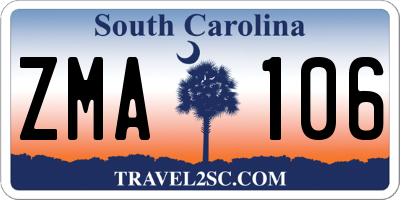 SC license plate ZMA106
