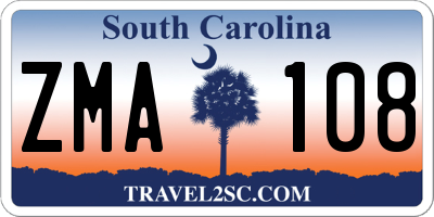 SC license plate ZMA108