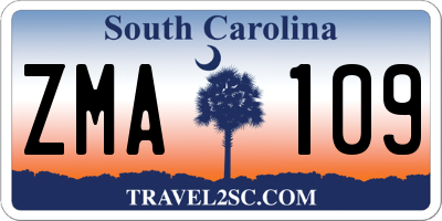 SC license plate ZMA109