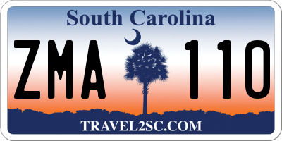 SC license plate ZMA110