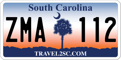SC license plate ZMA112