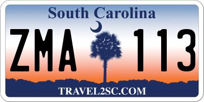 SC license plate ZMA113