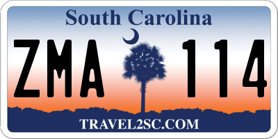 SC license plate ZMA114