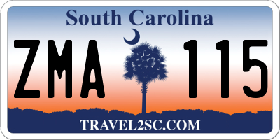 SC license plate ZMA115