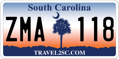 SC license plate ZMA118