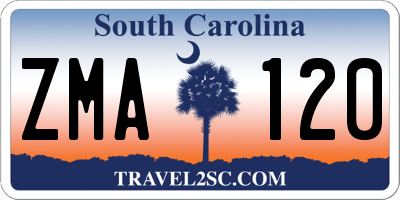 SC license plate ZMA120