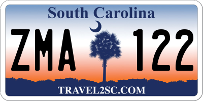 SC license plate ZMA122