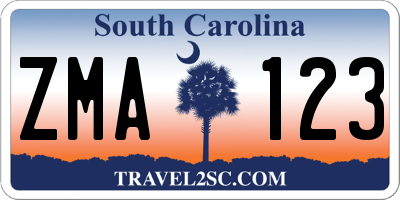 SC license plate ZMA123