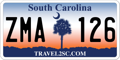 SC license plate ZMA126