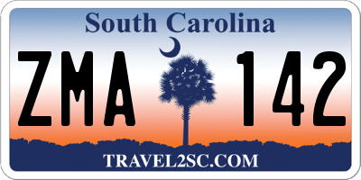SC license plate ZMA142