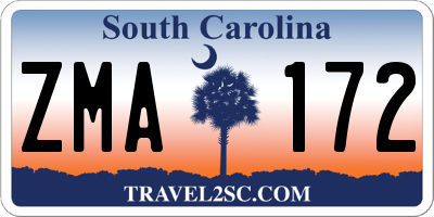 SC license plate ZMA172