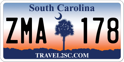 SC license plate ZMA178