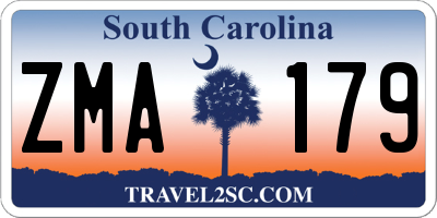 SC license plate ZMA179