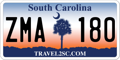 SC license plate ZMA180