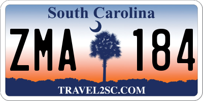 SC license plate ZMA184