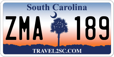 SC license plate ZMA189