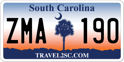 SC license plate ZMA190