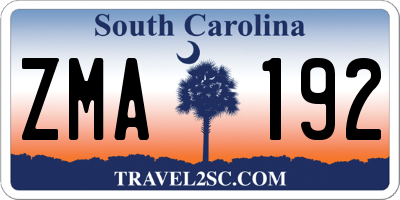 SC license plate ZMA192