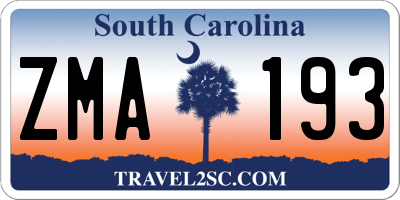 SC license plate ZMA193