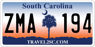 SC license plate ZMA194