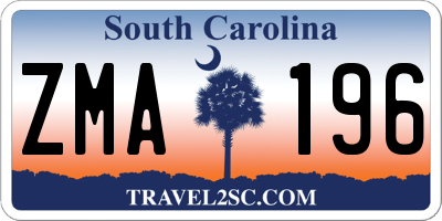 SC license plate ZMA196