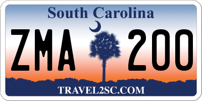 SC license plate ZMA200