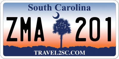 SC license plate ZMA201