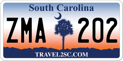 SC license plate ZMA202