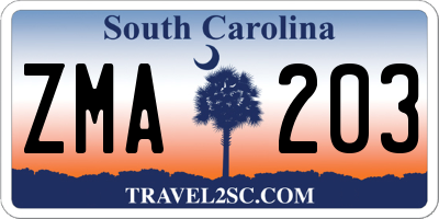 SC license plate ZMA203