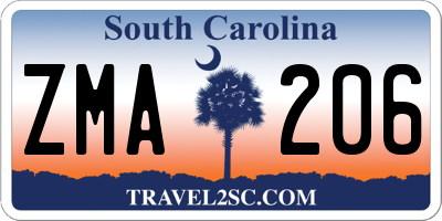 SC license plate ZMA206