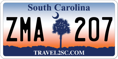 SC license plate ZMA207
