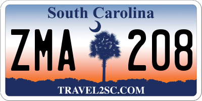 SC license plate ZMA208