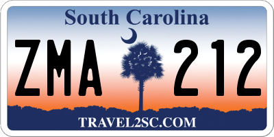 SC license plate ZMA212