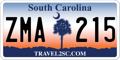SC license plate ZMA215