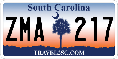 SC license plate ZMA217