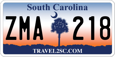 SC license plate ZMA218