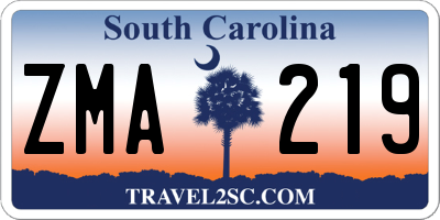 SC license plate ZMA219