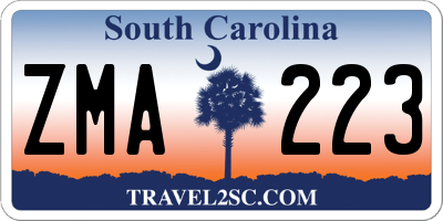 SC license plate ZMA223