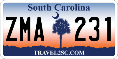 SC license plate ZMA231