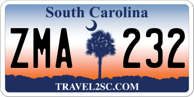 SC license plate ZMA232
