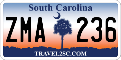 SC license plate ZMA236