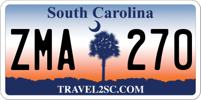 SC license plate ZMA270