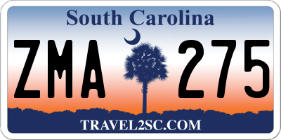 SC license plate ZMA275