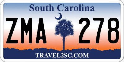 SC license plate ZMA278