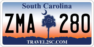 SC license plate ZMA280