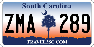 SC license plate ZMA289