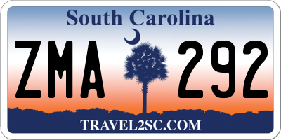 SC license plate ZMA292