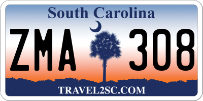 SC license plate ZMA308