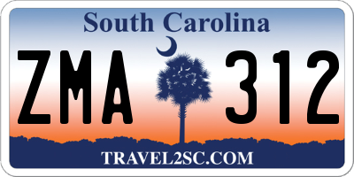 SC license plate ZMA312