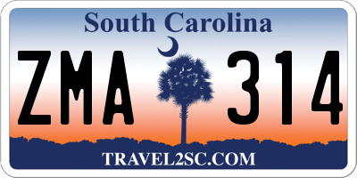 SC license plate ZMA314